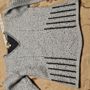 Wool Blend Sweater Crop THE TERRITORY AHEAD Gray and Black (S) V-Neck